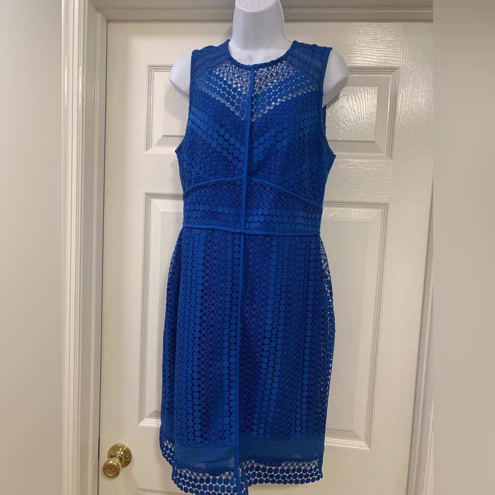 Adelyn Rae Royal Blue Sleeveless Lace Sheath Dress - Picture 2 of 8